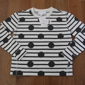 NWT Rockets of Awesome ROA Sweatshirt Stripe Polka Dot Super Soft‎ White Gray 6